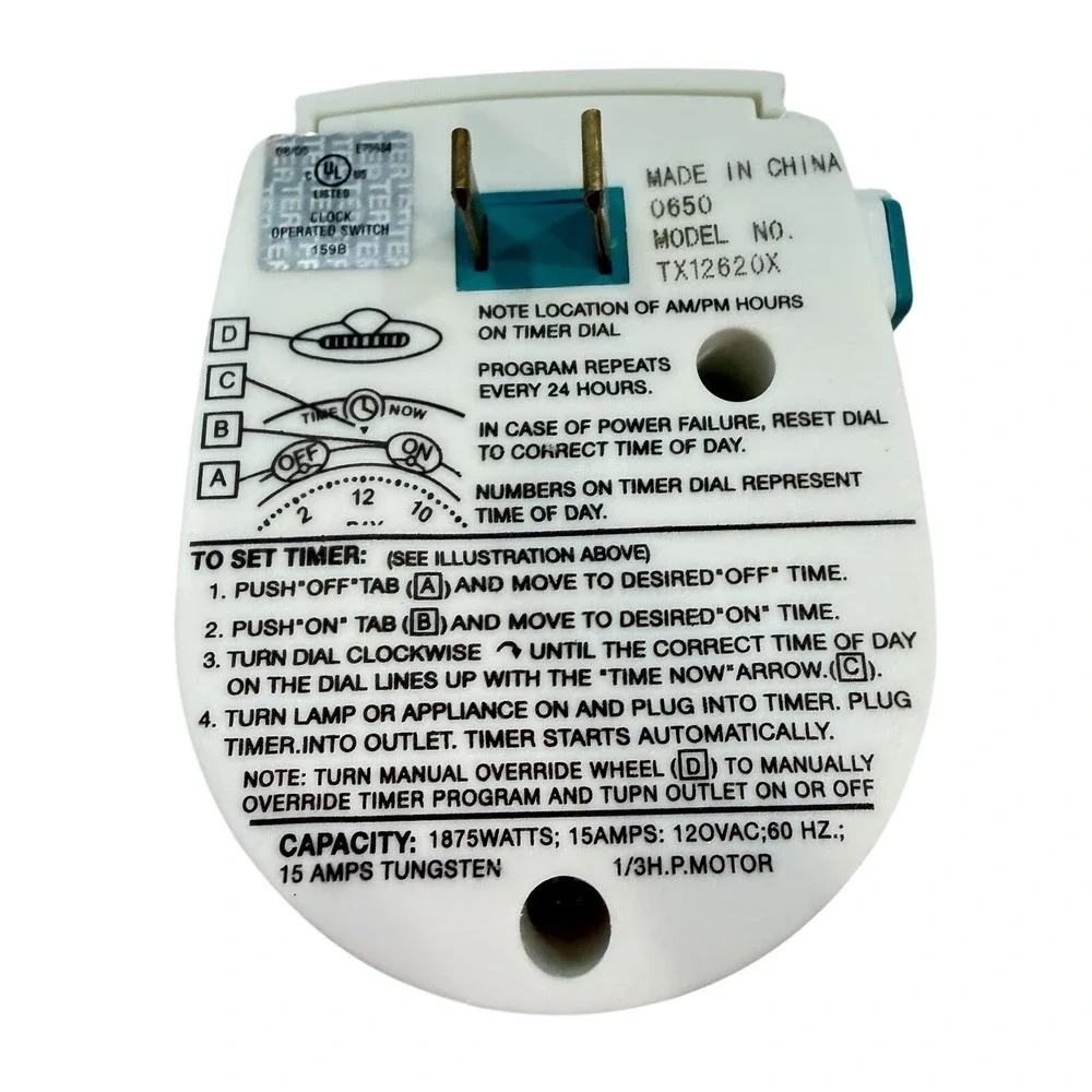 Timex Appliance Timer Outlet Timer Model‎ TX12620X